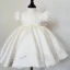 Fashion White Beading Pearl Wedding Flower Girl Dresses 2023 Ball Gown Scoop Neck Short Sleeve Bow Short