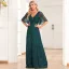 Bling Bling Vert Foncé Perlage Paillettes Robe De Soirée 2024 Princesse V-Cou Manches Courtes Dos Nu Longue Promo Robe De Ceremonie