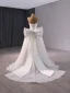 Luxe Blanche Fait main Perlage Perle Paillettes Robe De Mariée 2024 Trompette / Sirène Bustier Sans Manches Dos Nu Noeud Train De Balayage Mariage