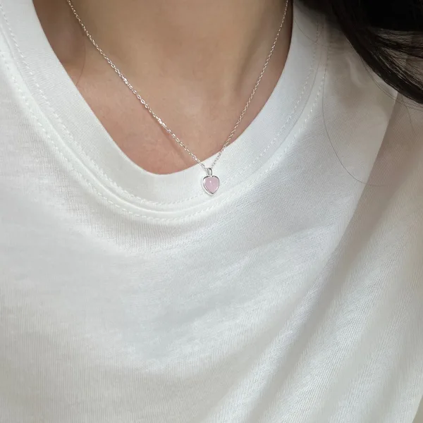 Härlig Rodnande Rosa Saterling Silver Hjärtformad Halsband Tillbehör 2023