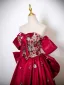 Chic / Beautiful Burgundy Sequins Prom Dresses 2025 A-Line / Princess Strapless Sleeveless Backless Bow Floor-Length / Long Formal Dresses