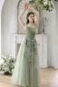 Chic / Beautiful Sage Green Beading Lace Flower Prom Dresses 2024 A-Line / Princess Spaghetti Straps Sleeveless Backless Floor-Length / Long Prom Formal Dresses