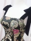 Vintage / Retro Black Printing Satin Prom Dresses 2024 Ball Gown Spaghetti Straps Sleeveless Backless Court Train Prom Formal Dresses