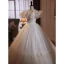 Schöne Weiß Applikationen Leichtes Brautkleider / Hochzeitskleider 2024 Ballkleid Off Shoulder Ärmellos Rückenfreies Lange Hochzeit