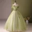 Elegant Sage Green Appliques Prom Dresses 2024 Ball Gown Strapless Sleeveless Backless Floor-Length / Long Prom Formal Dresses