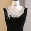 Chic / Beautiful Black Pearl Prom Dresses 2024 A-Line / Princess U-Neck Sleeveless Floor-Length / Long Prom Formal Dresses