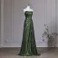 Vintage / Retro Dark Green Sequins Evening Dresses  2026 A-Line / Princess Strapless Sleeveless Backless