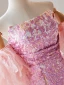 Sexy Rougissant Rose Perlage Paillettes Fendue devant Robe De Bal 2024 Trompette / Sirène Bustier Sans Manches Dos Nu Longue Promo Robe De Ceremonie