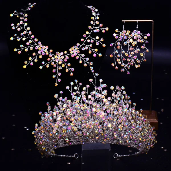 Uroczy Srebrny Rhinestone Ozdoby Do Włosów Ślubne Tiara Stop 2023