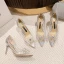 Sexy Silber Perle Strass Abend Pumps Hochhackige 2022 8 cm Stilettos Spitzschuh Pumps