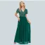 Chic / Belle Vert Paillettes Robe De Soirée Princesse 2023 V-Cou Manches Courtes Longue Soirée Robe De Ceremonie