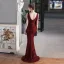 Charming White Beading Sequins Evening Dresses 2023 Trumpet / Mermaid V-Neck Sleeveless Backless Floor-Length / Long Evening Party Formal Dresses