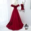 Elegant A-Line / Princess Red Engagement Prom Dresses 2021 Off-The-Shoulder Crossed Straps Floor-Length / Long Ruffle Satin Formal Dresses