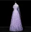 Flower Fairy Lavender Appliques Prom Dresses 2025 A-Line / Princess Strapless Sleeveless Backless Floor-Length / Long Formal Dresses