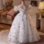 Lovely White Beading Appliques Tassel Birthday Flower Girl Dresses 2025 Ball Gown Scoop Neck Short Sleeve Backless Floor-Length / Long