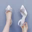 Charming White Rhinestone Bow Evening Party Womens Sandals 2026 6 cm Stiletto Heels Pointed Toe Sandals High Heels