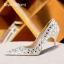 Sexy White Rhinestone Leather Wedding Shoes 2023 11 cm Stiletto Heels Pointed Toe Wedding Pumps High Heels