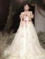Flower Fairy White Beading Appliques Prom Dresses 2023 A-Line / Princess Off-The-Shoulder Sleeveless Backless Floor-Length / Long Prom Formal Dresses