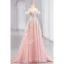 Glitzernden Pink Perlenstickerei Pailletten Ballkleider 2023 A Linie Off Shoulder Ärmellos Rückenfreies Sweep / Pinsel Zug Ball Festliche Kleider