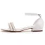 Chic / Beautiful White Pearl Flat Wedding Shoes 2023 Ankle Strap Open / Peep Toe Wedding Sandals