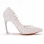 Elegant White Lace Flower Wedding Shoes 2022 Wedding Pearl 9 cm Stiletto Heels Pointed Toe Pumps High Heels