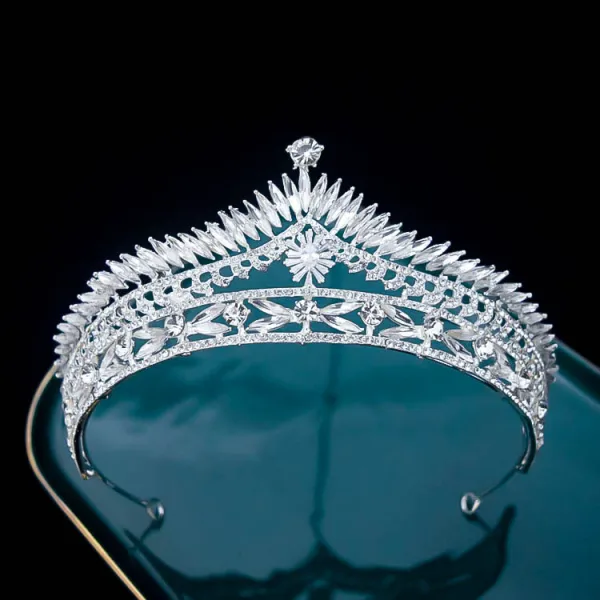 Skromna Białe Rhinestone Cyrkon Ślub Ozdoby Do Włosów Ślubne 2022 Tiara