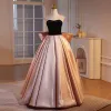 Elegant Blushing Pink Prom Dresses 2024 Ball Gown Strapless Sleeveless Backless Bow Floor-Length / Long Prom Formal Dresses