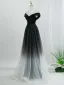 Bling Bling Black Star Sequins Prom Dresses 2026 A-Line / Princess Scoop Neck Short Sleeve Backless