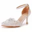 Chic / Belle Blanche En Dentelle Fleur Perle Faux Diamant Chaussure De Mariée 2023 9 cm Talons Aiguilles À Bout Pointu Mariage Talons Hauts