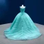 High-end Mint Green Handmade  Beading Pearl Sequins Prom Dresses 2022 Ball Gown U-Neck Sleeveless Backless Court Train Prom Formal Dresses