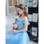 Elegante Blau Ballkleider 2022 A Linie Schleife Off Shoulder Ärmellos Rückenfreies Perle Lange Festliche Kleider