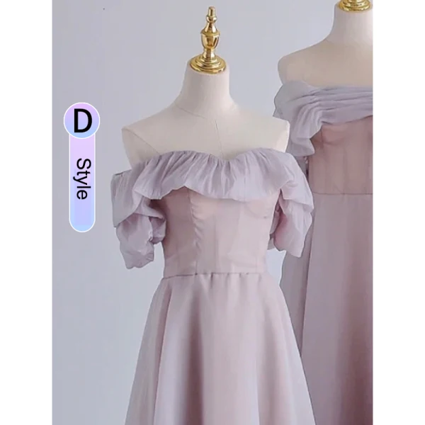 Modest / Simple Lavender Bridesmaid Dresses 2023 A-Line / Princess Off-The-Shoulder Short Sleeve Backless Floor-Length / Long Bridesmaid Wedding Party Dresses