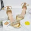 Sexy Doré Faux Diamant Paillettes Chaussure De Mariée 2023 8 cm Talons Épais Bride Cheville Peep Toes / Bout Ouvert Mariage Sandales Talons Hauts