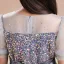 Sparkly Grey Star Sequins Prom Flower Girl Dresses 2022 A-Line / Princess Scoop Neck Short Sleeve Sash Bow Floor-Length / Long Flower Girl Dresses