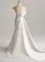 Elegant White Beading Lace Flower Appliques Wedding Dresses 2025 Trumpet / Mermaid Scoop Neck Cap Sleeves Backless Sweep Train
