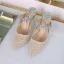 Charmant Silber Abend Strass Pailletten Sandalen Damen 2023 7 cm Stilettos Spitzschuh Sandaletten Hochhackige
