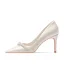 Élégant Ivoire Cuir Perle Chaussure De Mariée 2022 8 cm Talons Aiguilles À Bout Pointu Mariage Escarpins Talons Hauts