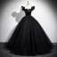 Elegante Schwarz Glanz Ballkleider 2025 Ballkleid Eckiger Ausschnitt Schleife Stoffgürtel Ärmel Rückenfreies Lange Ball Festliche Kleider