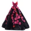 Fantaisie Appliques Noire Robe De Bal 2022 Robe Boule Bretelles Spaghetti Sans Manches Dos Nu Train De Balayage Robe De Ceremonie