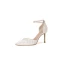 Elegant White Pearl Satin Wedding Shoes 2023 Ankle Strap 8 cm Stiletto Heels Pointed Toe Wedding Sandals High Heels