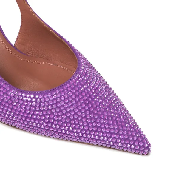 Sexy Bordeaux Faux Diamant Soirée Sandales Femme 2022 Bride Cheville 9 cm Talons Aiguilles À Bout Pointu Sandales Talons Hauts
