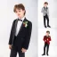 Black Long Sleeve Wedding Boys Wedding Suits 2025 Body Jewellery Coat Pants Shirt Tie Vest Boys Wedding Suits