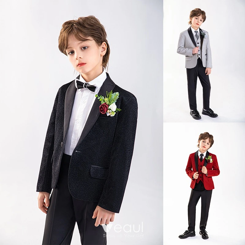 Black Long Sleeve Wedding Boys Wedding Suits 2025 Body Jewellery Coat ...