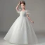 Chic / Beautiful White Pearl Wedding Flower Girl Dresses 2022 Ball Gown Square Neckline Puffy Short Sleeve Backless Floor-Length / Long Flower Girl Dresses