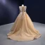 High-end Gold Handmade  Beading Pearl Rhinestone Sequins Wedding Dresses 2023 Trumpet / Mermaid Scoop Neck Long Sleeve Court Train Wedding