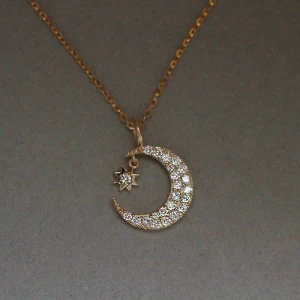 Chic Beautiful Rhinestone Gold Star Sterling Silver Necklaces Accessories 2023