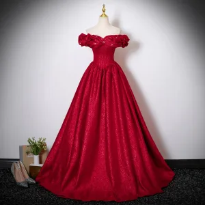 Chic Belle Rouge Glitter Robe De Bal 2025 Princesse De L Épaule Manches Courtes Dos Nu Longue Robe De Ceremonie