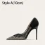 Charming Black See-through Rhinestone Prom Pumps 2025 Leather 10 cm Stiletto Heels Pointed Toe Pumps High Heels
