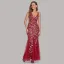 Chic / Beautiful Burgundy Sequins Evening Dresses 2023 Trumpet / Mermaid V-Neck Sleeveless Backless Floor-Length / Long Evening Party Formal Dresses
