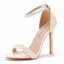Sexy White Pearl Wedding Shoes 2022 9 cm Stiletto Heels Ankle Strap Open / Peep Toe Wedding Sandals High Heels
